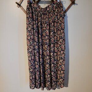 Vintage Sag Harbor Floral Pleated Crinkle Elastic Waist Midi Skirt SZ 1X